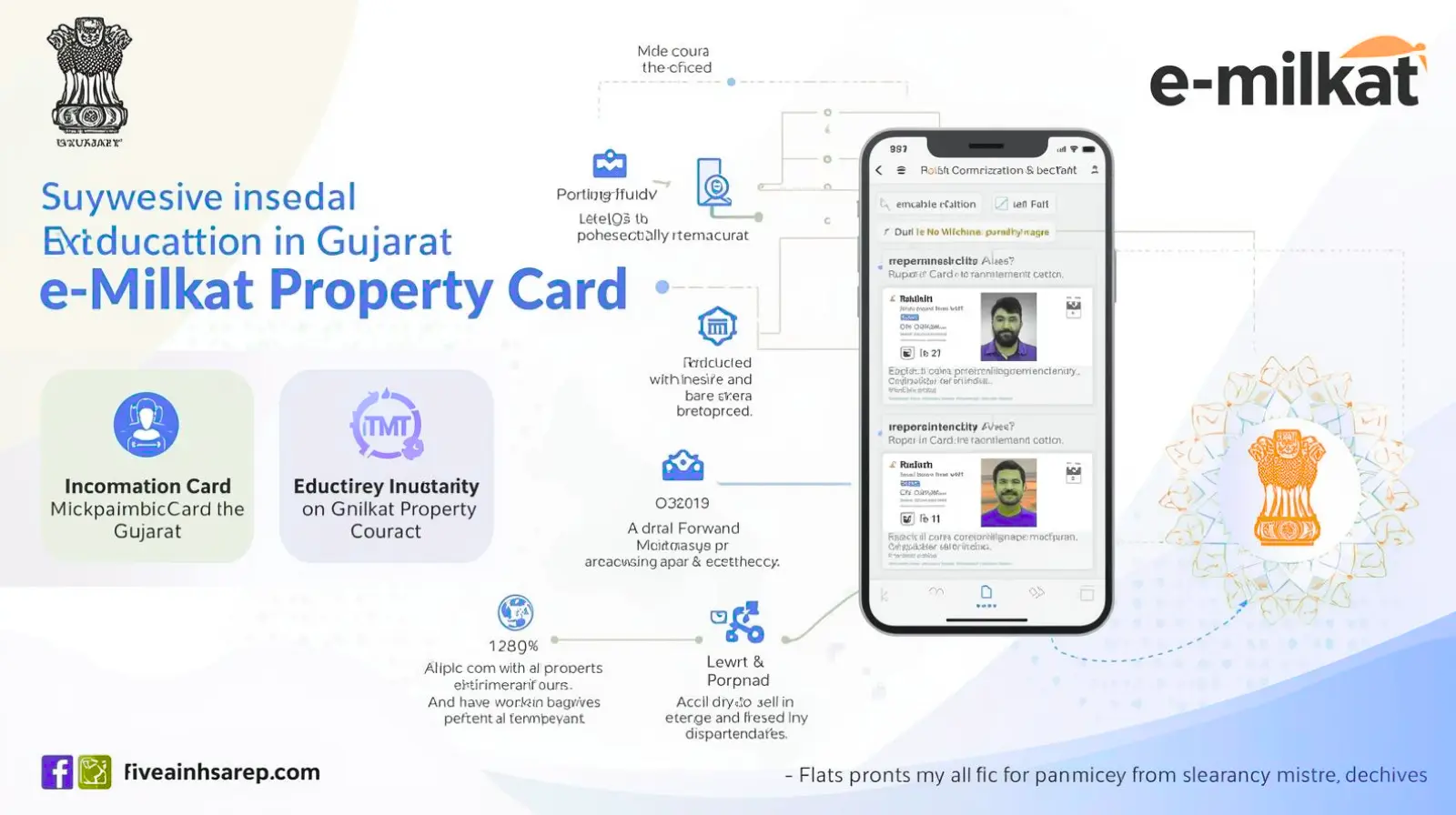 e-Milkat Gujarat property card online portal homepage showing digital land records